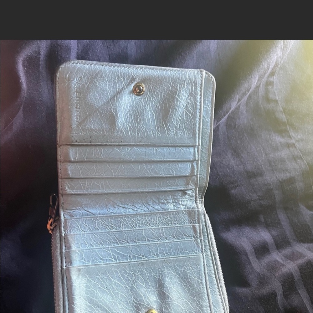 Balenciaga Baby Blue Leather Compact Bifold Wallet